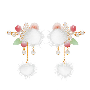 Pinzas para el pelo con pompones, pinzas para el pelo con borlas, pinzas para el pelo Hanfu para niñas, accesorios para el pelo con perlas, accesorios para el pelo de estilo antiguo para niños en invierno - Product Image 5