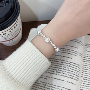 S925 Sterling Silver Beaded <b>Bracelet</b> Round <b>Ball</b> Design Women's Everyday Wear Jewelry - Product Image 2