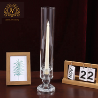 Bougie Tube droit clair coupe-vent ouragan chandelier tête unique cristal verre bougeoir pour centres de table de mariage