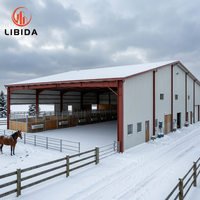 Estructura de Acero Prediseñada de Alta Resistencia para Ganado, Establos, Caballerizas, Resistente a Nieve y Viento Intenso, Construcción Agrícola