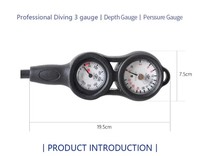 Manomètre de plongée sous-marine à deux cadrans avec tuyau en caoutchouc durable, jauge de mesure de la pression d'air et de la profondeur pour la plongée sous-marine