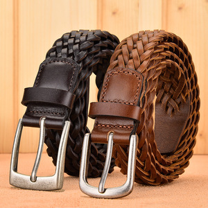 New Herren Echt leder Hand gefertigt Geflochtener Echt Rindsleder Gürtel Full Top Grain Leder Herren Gürtel - Product Image 1