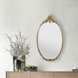 Luxury Oval <strong>Mirror</strong>, Gold Frame &amp; Floral Decor, Adds Charm to Any Decor <strong>Setting</strong> - Product Image 2