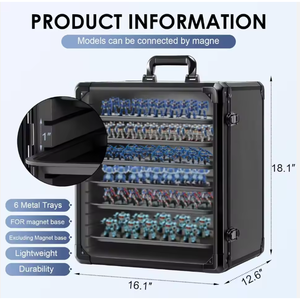 Boîte de rangement miniature avec 6 plateaux, cadre en alliage d'<span class=keywords><strong>aluminium</strong></span>, vitrine de présentation et de transport pour figurines - Product Image 2