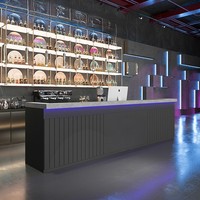 Comptoir de bar vintage industriel en bois massif sur le thème du Typhoon pour KTV, club, hôtel, salle de billard E-Sports, et design de boutique extérieure