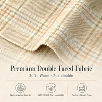 Manteau d'hiver de luxe à carreaux chevrons en tissu double face 67% laine mélangée, haute qualité, prix d'usine, en stock, le plus vendu