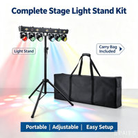 Luz de Escenario Portátil de 120W, Mini Cabeza Móvil, Barra de Luces para DJ, Efecto Láser Estroboscópico, Kit de Iluminación con Trípode y Bolsa de Transporte