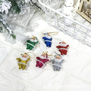 Mini décorations de Noël floquées rouges en plastique, faites à la main, avec paillettes dorées, 6 couleurs, pour sapin de Noël, vente directe usine - Product Image 3