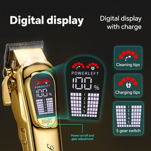เครื่องตัดผมไฟฟ้าแบบมืออาชีพ ยี่ห้อ Custom Brand สำหรับผู้ชาย แบบชาร์จได้ พร้อมจอ LCD สำหรับช่างตัดผม - Product Image 6