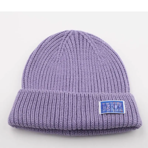Purple Unisex Acrylic Beanie Hat Solid Color Ribbed Knit <b>Winter</b> Casual Headwear 56-58CM Computer Knitted - Product Image 5