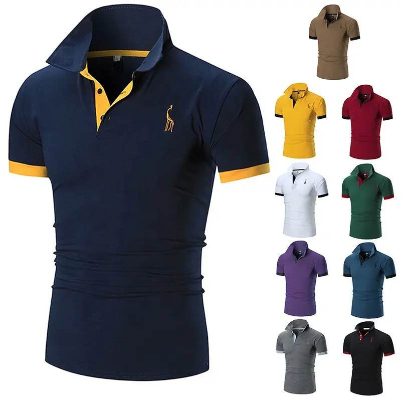 Personalizza il tuo Logo Polo di cervo ricamato Polo di cervo ad asciugatura rapida t-shirt da Golf da uomo