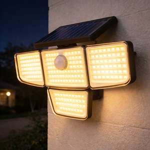 Lampe murale solaire à haute luminosité, LED réglable multi-angles, éclairage extérieur étanche IP65, lampe de sécurité à économie d'énergie pour cour - Product Image 6