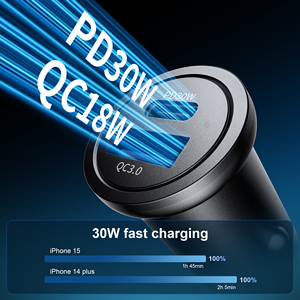 Charge rapide pour accessoires mobiles, chargeur de voiture <span class=keywords><strong>USB</strong></span> <span class=keywords><strong>C</strong></span> <span class=keywords><strong>30</strong></span> <span class=keywords><strong>W</strong></span>, <span class=keywords><strong>adaptateur</strong></span> d'alimentation personnalisé 3.0 5V/3A 9V/3A pour téléphone portable - Product Image 5
