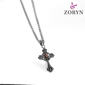 Colliers pendentifs croix et poignard en acier inoxydable 316L personnalisés, style gothique punk vintage, bijoux de mode en acier titane pour hommes - Product Image 5