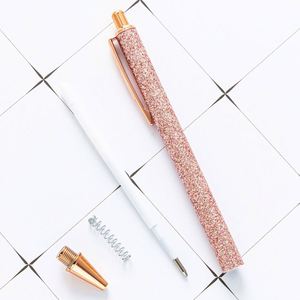 Custom Plastic Glitter Retractable Ballpoint Pens for Girls & Women Black Ink Medium Point UV Printing Smooth Decorative Gifts - Product Image 4