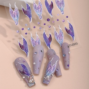 5D queue de sirène Floral 3D or autocollants Wayer transfert Nail Art décalcomanies <span class=keywords><strong>2023</strong></span> <span class=keywords><strong>ongles</strong></span> en plastique décoration Wayer transfert Nail Art - Product Image 5