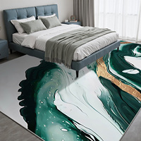 Modern Abstract Printing Camping Travel Thin Polyester Rug Non-Slip TPR Backing Low Pile Machine Washable Tufted Braided