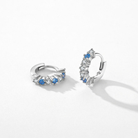 Origineel ontwerp voor dames fijne sieraden 925 sterling zilver sprankelende blauwe zirkonia oorclips mode creolen