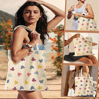 Sac fourre-tout réutilisable en toile de coton biologique avec longues poignées pour la promotion, logo personnalisé, respectueux de l'environnement