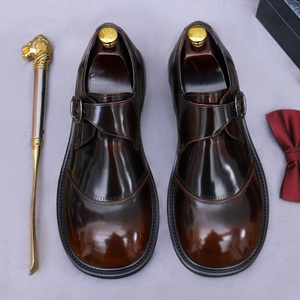 Chaussures en cuir de haute qualité avec fermoirs à bout rond pour tenue formelle, chaussures pour hommes tendance et élégantes - Product Image 4
