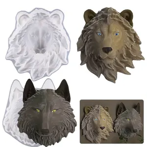 Hot selling 3D Statue lion head silicone mold for gypsum resin casting DIY resin mold wolf head silicone mold for epoxy resin