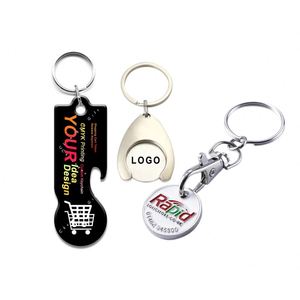 <b>Custom</b> Design Printing Epoxy Metal Keyring Supermarket Shopping Cart Chip EURO Pound USD Loonie Trolley Token Coin <b>Keychain</b> - Product Image 1