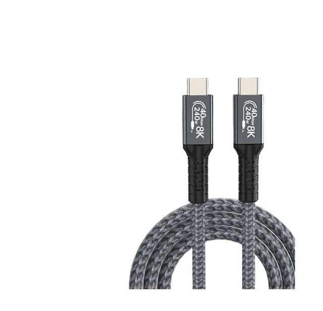 USB4 3.2 40Gbps High Quality 5A Fast Charging Type-C Extension Cable Pure Copper Conductor Nylon Pure Braided 1m/2m Lengths