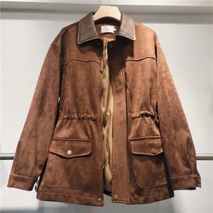 Nouvelle Arrivée Automne 2026 – Manteau <span class=keywords><strong>Trench</strong></span> Rétro en <span class=keywords><strong>Daim</strong></span> Ample à Col Revers et Fermeture Éclair à Manches Longues - Product Image 3