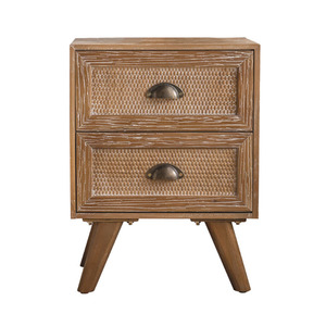 Mesita de noche de madera maciza de estilo retro americano con cajones de almacenamiento para dormitorio o sala de estar - Product Image 5