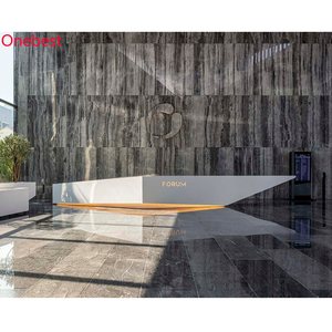 Incrédiible comptoir <span class=keywords><strong>de</strong></span> réception d'hôtel en surface solide avec logo LED, comptoirs <span class=keywords><strong>de</strong></span> service avant pour restaurants et administrations - Product Image 4