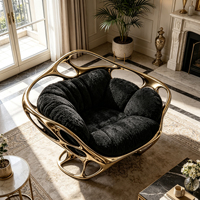 Fauteuil de loisirs en fibre de verre courbée de designer, finition dorée, fauteuil d'appoint individuel, fauteuil de salon de luxe pour hôtel