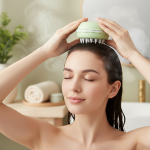 Brosse de massage du cuir chevelu électrique à 24 nœuds en silicone, design macaron mignon, pour soulager le stress, la relaxation, les pellicules et les démangeaisons - Product Image 2