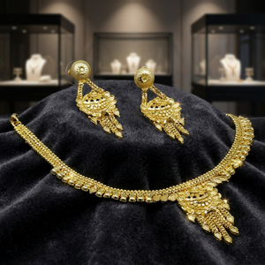 Wholesale Forming 14K 18K 24K Micro Gold Plated Jewelry, Fashion Jewelry,Brass Micro Gold Traditional <b>Floral</b> Design Jewelry Set. - Product Image 3