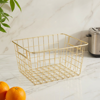Panier de présentation en treillis métallique pour fruits et légumes, support de rangement pour oranges et oignons avec poignée en bois pour magasin