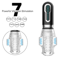 Godet de masturbation masculin 5 vitesses, rétractable, rotatif, 7 modes de vibration, étanche, avec fonctions de poussée et de succion, double fonction, jouet sexuel