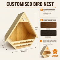Nid d'oiseau en bois naturel en forme de diamant, nichoir extérieur en pin pour oiseaux sauvages, décoration de jardin, abri robuste pour animaux de compagnie, kit de maisonnette