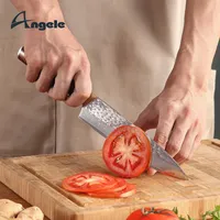 Lame de couteau en acier Damas Angele Chef VG10 67 couches, manche en bois Pakka, finition polie, ambidextre, 8 pouces, écologique