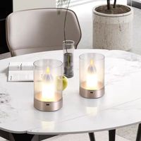 Lampe de table LED intelligente portable en gros pour Restaurant Café Bar Sans fil USB Rechargeable Capteur Contrôle Bougie en verre