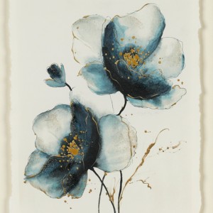 Arte de <span class=keywords><strong>acuarela</strong></span> floral azul <span class=keywords><strong>pintado</strong></span> a mano en marco de madera blanco pinturas de <span class=keywords><strong>paisaje</strong></span> enmarcadas <span class=keywords><strong>con</strong></span> flor decorativa floral - Product Image 4