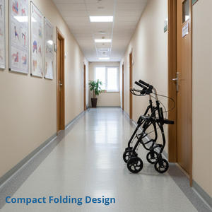 Роллатор-ходунки с регулируемой высотой, корзиной и сиденьем для пожилых людей с ограниченной подвижностью, легко маневрируются и хранятся. - Product Image 2