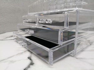 Acrílico organizador de escritorio claro Multi-función extraíble maquillaje cepillo titular Casa de almacenamiento de envases cosméticos con 4 dibuja - Product Image 5