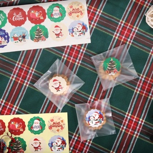 Autocollants personnalisés autocollants adhésifs, étiquettes en papier kraft peintes pour Noël, imperméables, découpés à la forme, emballage de boîte cadeau ronde - Product Image 2