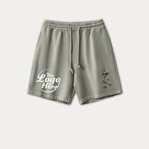 380G Heavy Duty Cotton Washed <b>Shorts</b> Men's Casual Ripped Hole <b>Shorts</b> Sports <b>Sweatpants</b> Men's <b>Shorts</b> - Product Image 6