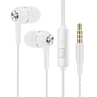 Headphone game berkabel, earphone olahraga Jack 3.5mm dengan telinga Bass Stereo dengan Mic kontrol Volume
