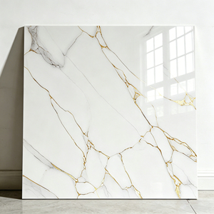 Carreaux <span class=keywords><strong>de</strong></span> sol en porcelaine <span class=keywords><strong>de</strong></span> haute qualité 60x60 1200x1200, marbre blanc neige avec veines dorées pour projets haut <span class=keywords><strong>de</strong></span> gamme - Product Image 3
