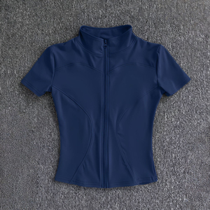 Pink <b>Zip</b> <b>Up</b> Yoga <b>Top</b> <b>Women</b> Short Sleeve Slim Fit Quick Dry Breathable Workout Jersey Gym Activewear - Product Image 6