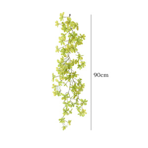 Guirlandes artificielles suspendues en forme de clochettes, 105 cm, vertes et orange, fleurs en soie et plastique pour décoration murale intérieure. - Product Image 4
