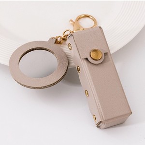 Étui à rouge à lèvres en cuir mignon et tendance, sac à rouge à lèvres, porte-clés avec <span class=keywords><strong>mini</strong></span> miroir de maquillage, porte-clés pour baume à lèvres, accessoires de maquillage - Product Image 6