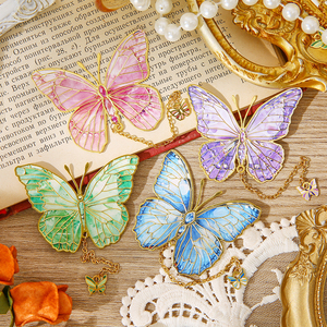 เครื่องเขียน IMODA ที่คั่นหนังสือโลหะรูปผีเสื้อหลากสีสไตล์วินเทจ 1 ชิ้น พร้อมจี้ห้อย ของใช้สำนักงานและโรงเรียน ของขวัญสำหรับคนรักหนังสือและนักเขียน - Product Image 2