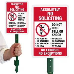 Wholesale high quality stop slow signs outdoor cross Aluminum reflective No Soliciting Signs